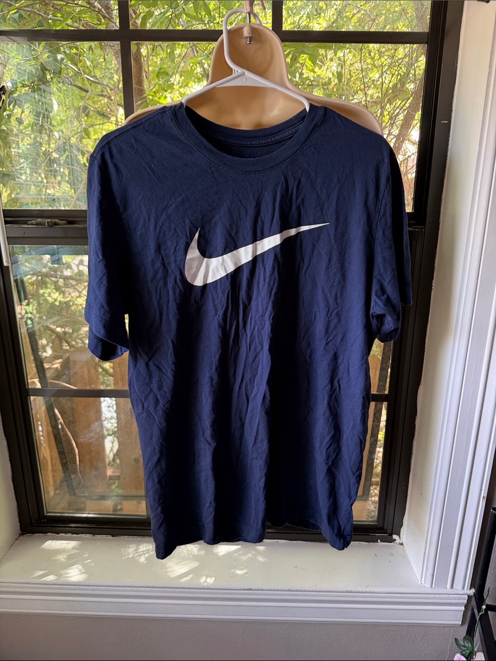 Nike Navy Blue Short Sleeve T-Shirt with White Swoosh
